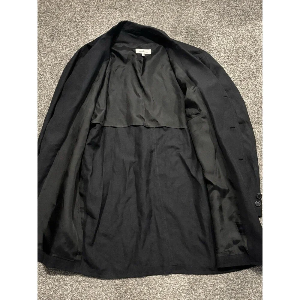 Ermenegildo Zegna Trench Coat Size 52 Black Linen Lyocell Large
